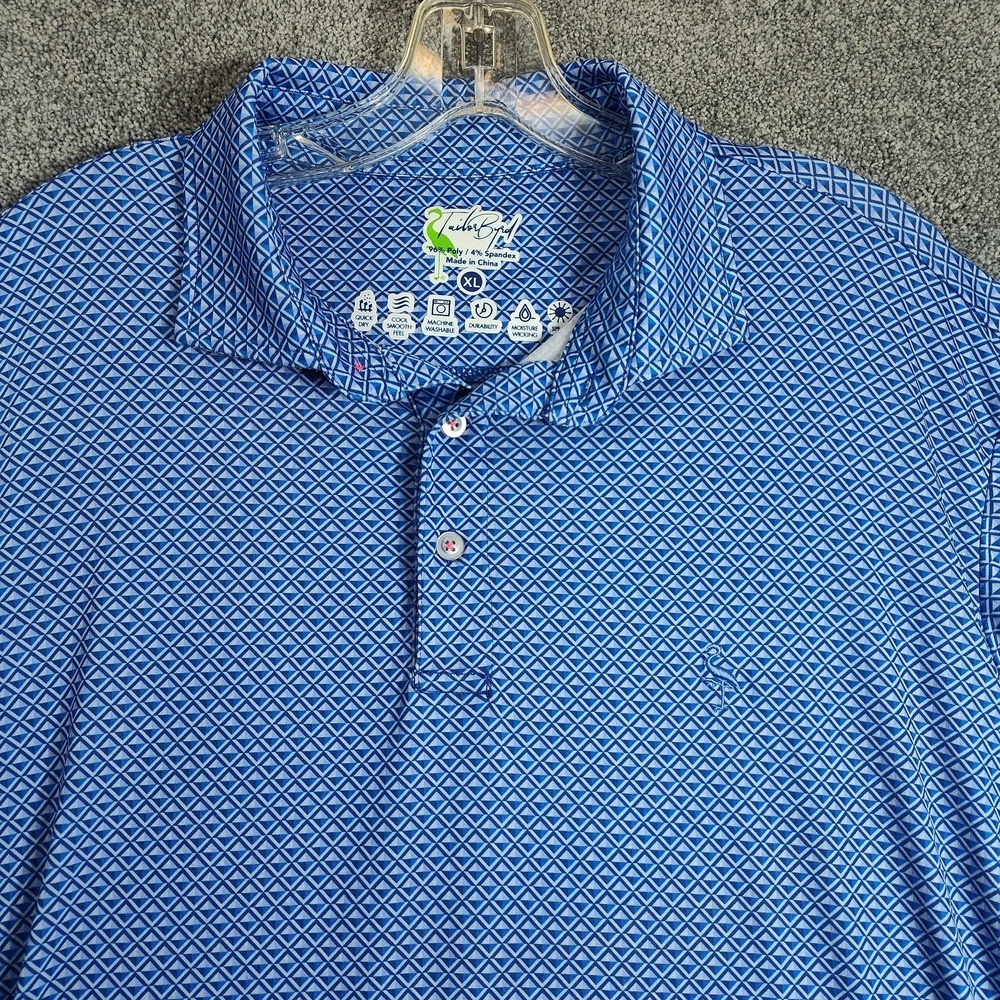 Tailorbyrd Mens Shirt Geometric Golf Polo Short Sleeve Size XL Blue Casual Sport